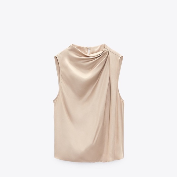 Zara Co Ord Matching Silky skirt and blouse, color cream. - Picture 1 of 5